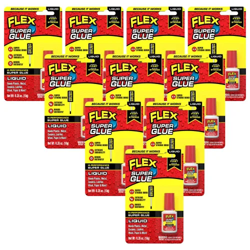 Vista 15 de Flex Super Glue Líquido, Botella de 20 Gramos, Pack de 2, Transparente, Enlace Instantáneo, Secado Rápido, Adhesivo de Cianoacrilatos, Punta