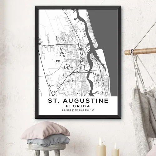 Vista 3 de Mapa de San Agustín, Florida, Luz 2 (8x10)