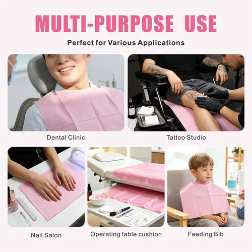 Vista 12 de Mantel desechable de 3 capas para mesa de tatuaje, rosa, 13 x 18 pulgadas