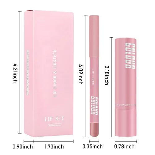 Vista 6 de Juego combinado de delineador de labios mate y lápiz labial 2 en 1, kit de labios con delineador de labios, manchas de labios, resistente al agua, a