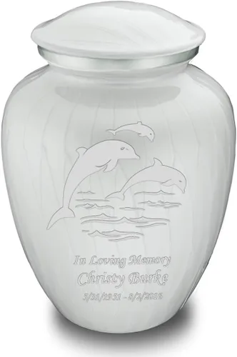 Vista 18 de Geturns Embrace - Urnas de cremación personalizadas de delfines para cenizas humanas, urna funeraria grande de color rojo brillante para mujeres