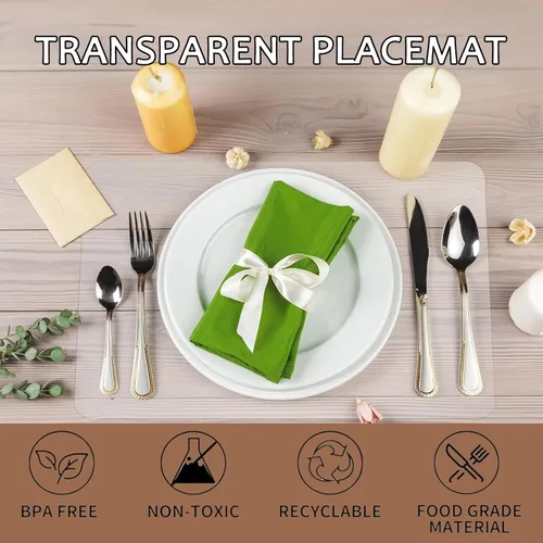 Vista 2 de Clear Place Mat for Kitchen Counter, 12”x 16”(1MM) Non-Slip Countertop Protector Liner, Small Non-Stick Baking Mat, Heat Resistant Placemat for