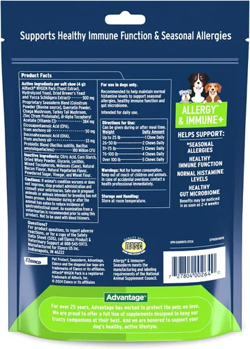 Vista 5 de Paquete de perros pequeños K9 Advantix II Suministro de 2 meses + Pet Protect Allergy* + Immune+ Seasoderm™ 60