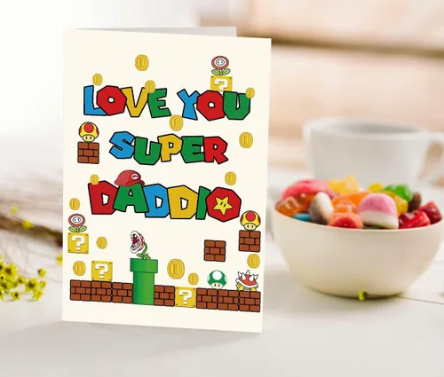 Vista 5 de Divertida tarjeta del día del padre con sobre, tarjeta de Super Daddio para papá, papá, abuelo, tarjeta de felicitación del día del padre de hijo