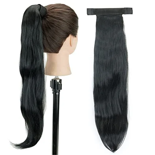 Vista 5 de IMISSU Novelly Design - Extensión de pelo largo ondulado con cola de caballo con diadema flexible (marrón claro)