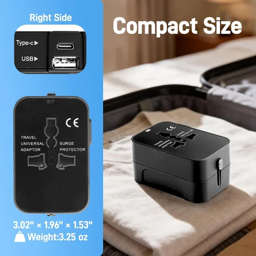Vista 4 de Adaptador de viaje universal USB C - Enchufe mundial para EE. UU. UE Reino Unido AUS