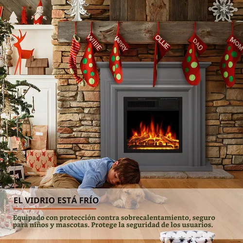 Vista 5 de R.W.FLAME Chimenea eléctrica con repisa de mantel, caja de fuego envolvente de madera, soporte de TV de 36" con chimenea eléctrica independiente