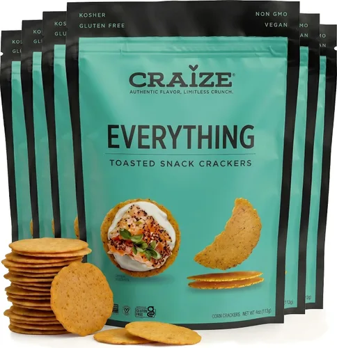 Vista 8 de Craize Everything Crisps - Galletas de maíz tostadas sin gluten, veganas, kosher, paquete de 3, 4 onzas cada una