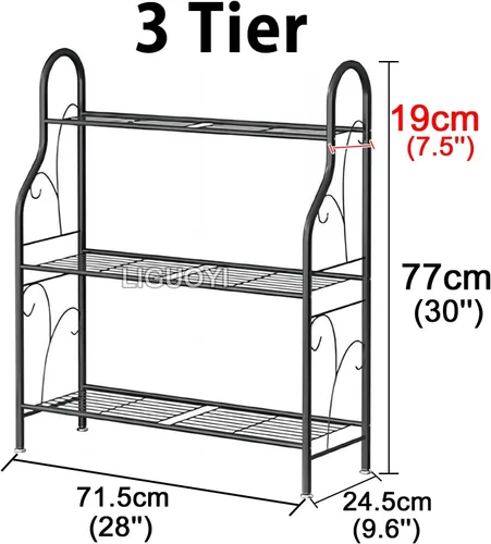 Vista 2 de LIGUOYI Estante para almacenamiento de plantas de interior de 3 niveles y 4 niveles, estante de metal simple y elegante, estante de almacenamiento