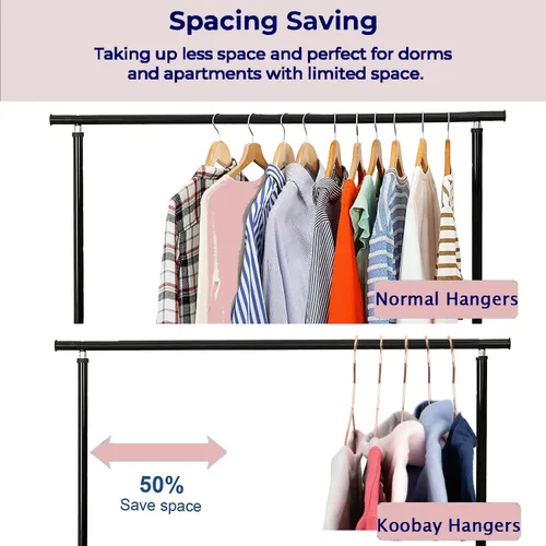 Vista 7 de Perchas de ropa estándar de alambre de metal de color oro rosa, paquete de 30 perchas resistentes para camisas, blusas, 16.5 pulgadas, traje