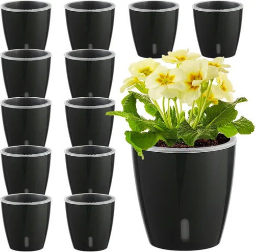 Vista 17 de Macetas de riego automático para plantas de interior, paquete de 16 macetas de riego automático con orificios de drenaje, macetas pequeñas