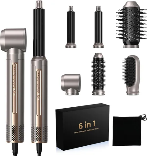 Vista 10 de Cepillo Secador de Cabello 7 en Uno, Set de Cabello de Iones Negativos Mejorado Moldeador de Aire Caliente Rizador Envolvente, Plancha Rizadora