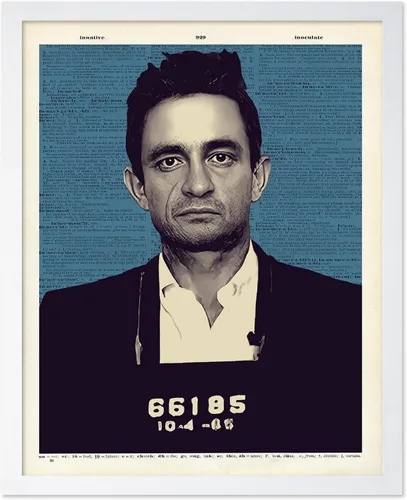 Vista 19 de Monem Art Mugshot Print - Póster retro de ojos azules de Ol' - Arte de diccionario - Diseño de pared de retrato de músico famoso - Gran decoración