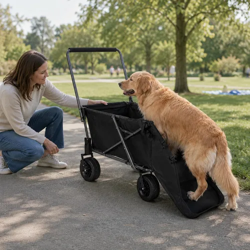 Vista 5 de REDCAMP Carro Plegable para Perros con Extremo Trasero Extensible de Servicio Pesado, 220L Carrito Utilitario Plegable Grande Cochecito para Perros