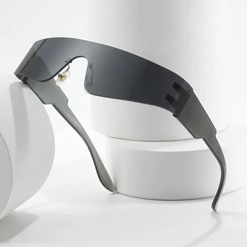 Vista 3 de BAWUYI Y2K - Lentes de sol envolventes futuristas para hombres y mujeres, visera cibernética, deportivos, monobloque, accesorios de los años 2000