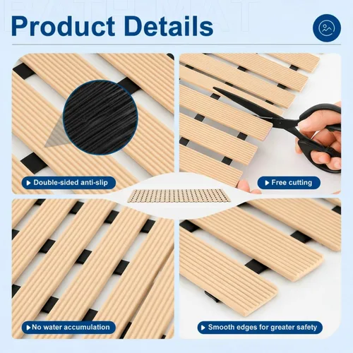 Vista 4 de AceOrbit Tapete con peso antideslizante para bañera, tapete de baño texturizado de elastómero termoplástico (TPE) para superficies texturizadas