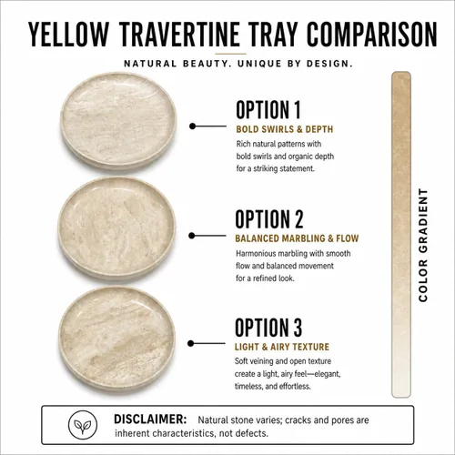 Vista 4 de YKAJO Beige Travertine Round Marble Tray, 10" Deep Dish Vanity Organizer