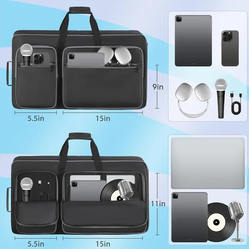 Vista 6 de Funda para controlador de DJ compatible con DDJ FLX4/400/REV1 Numark Party Mix 2/Mixtrack Platinum FX, mochila de DJ acolchada con correa de hombro