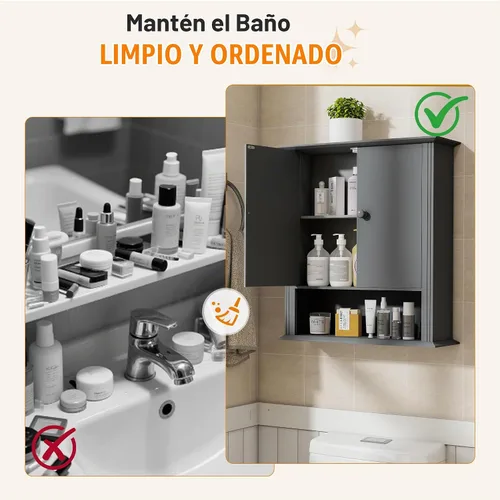 Vista 6 de Gabinete de pared del cuarto de baño, sobre el almacenamiento del inodoro Gris medio