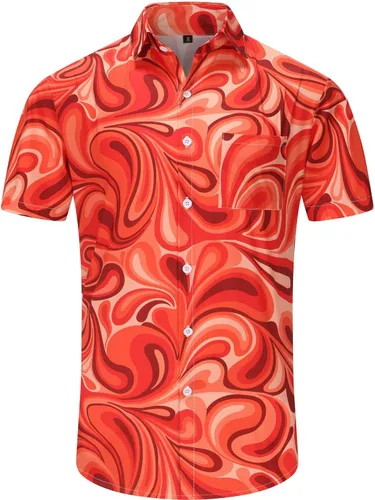 Vista 138 de KYKU - Camisa hawaiana funky para hombre, ropa tropical para vacaciones en Palm Beach
