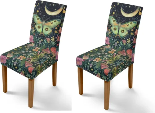 Vista 9 de Rnyleeg Juego de 1 fundas de asiento de comedor con estampado de flores azules para sillas de comedor, fundas protectoras suaves y lavables