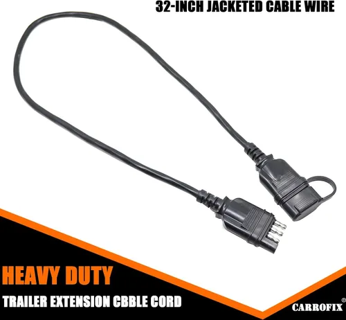 Vista 3 de Extensión plana de 4 vías de vehículo a remolque con cable de 32 pulgadas con cable de 4 pines conector de cableado de remolque