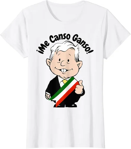 Vista 21 de AMLO Amlito Me Canso Ganso - Camiseta con diseño de dibujos animados mexicanos Gris Oscuro