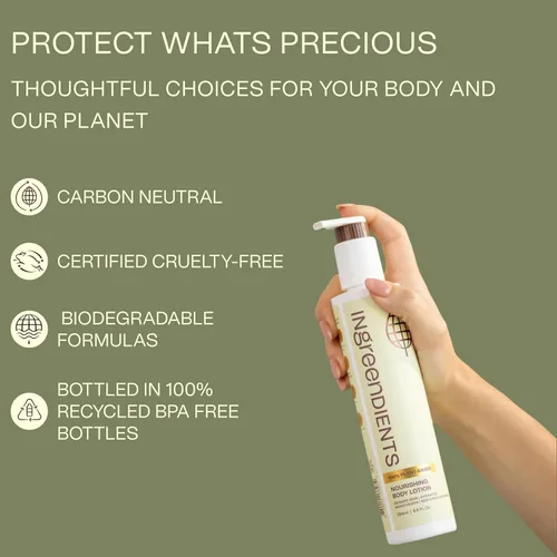 Vista 6 de Ingreendients Loción para manos y cuerpo con manteca de cacao orgánica y manteca de karité, con ceramidas, hidrata y rejuvenece la piel, natural,