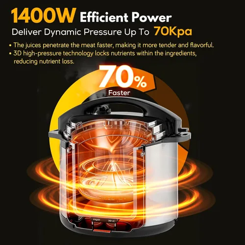 Vista 2 de Olla a presión comercial de 12 L/12.8 cuartos de galón, olla a presión 10 en 1 con olla antiadherente, olla a presión eléctrica de 1400 W