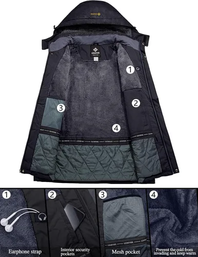 Vista 3 de GEMYSE - Chaqueta de esquí impermeable resistente al viento lluvia y nieve para hombre