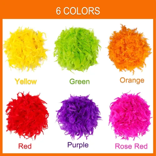 Vista 4 de Max Fun 6 Boas coloridas de plumas para fiesta, a granel para mujeres y niñas, 6.56 pies para decoraciones de fiesta de Mardi Gras, disfraces
