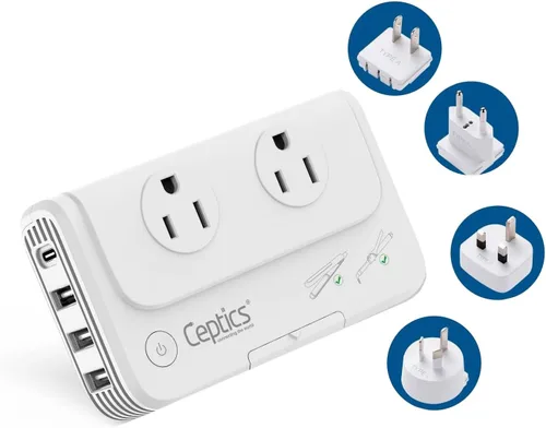 Vista 10 de Ceptics Convertidor de voltaje de Sudáfrica - Convertidor de 200 W de 220 V a 110 V para dispositivos como rizador, alisador, cargadores, enchufe