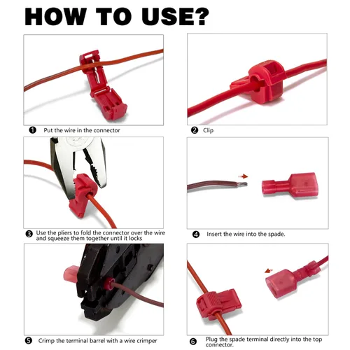 Vista 2 de Ginsco - 100 unidades/50 pares de conectores de cable T-Tap, terminales de cable eléctricos autopelables de empalme rápido con conector macho