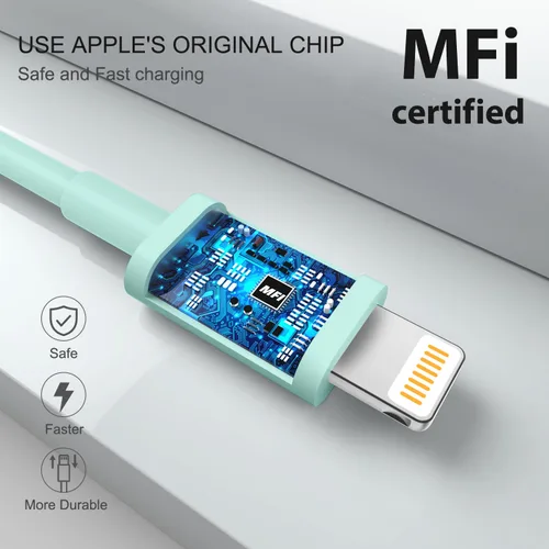 Vista 4 de Paquete de 4 cables de carga para iPhone de 6 pies de largo, USB a Lightning, USB 2.4A, cable de carga rápida para iPhone 14/13/12/11 Pro/11/XS