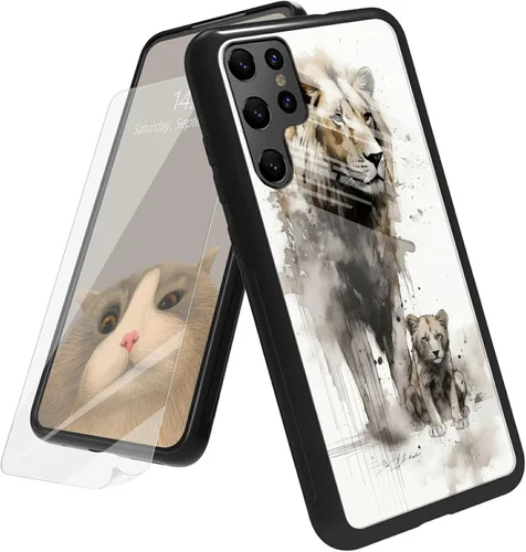 Vista 170 de Funda para Samsung Galaxy A12 5G con protector de pantalla, parte trasera de vidrio templado + TPU de silicona suave que absorbe los golpes