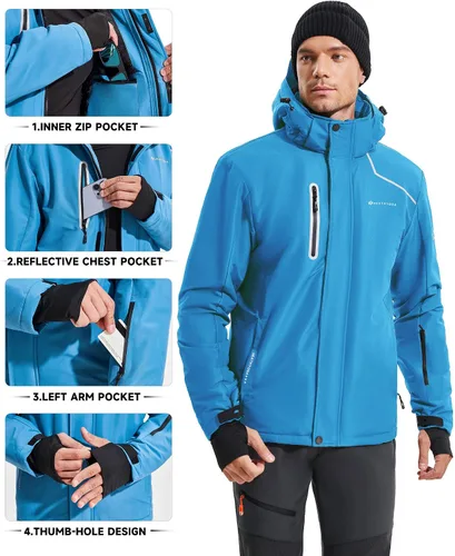 Vista 3 de Heathyoga Chaqueta de esquí impermeable para hombre, chaqueta de snowboard para hombre, chaqueta de nieve, chaquetas de esquí, chaquetas