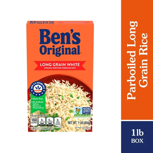 Vista 3 de BEN'S ORIGINAL Arroz parhervido enriquecido original blanco de grano largo, 1 libra (paquete de 12) 1 libra