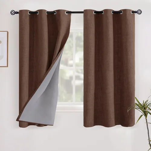 Vista 80 de YoungsTex - Cortinas opacas de lino para dormitorio, oscurecimiento de la habitación, cortinas con textura de lino, paneles con aislamiento térmico