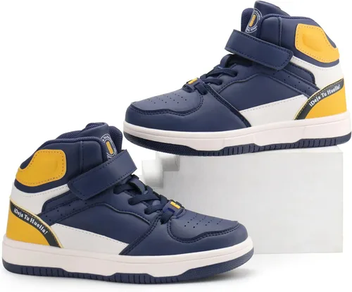 Vista 2 de brooman Zapatos de baloncesto para niños, tenis de caña alta para niñas, zapatos de escuela, zapatos deportivos para correr