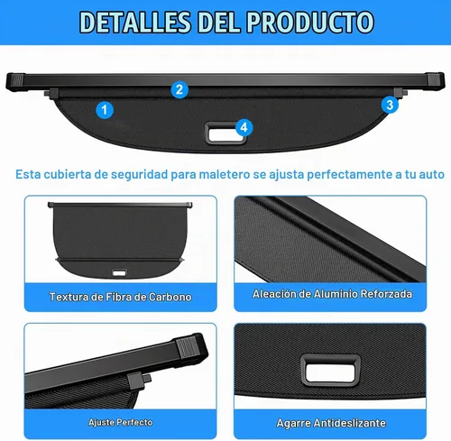 Vista 6 de AUXKO Cubierta retráctil de carga para Toyota Prius 2015-2010, cubierta de maletero de carga, cubierta de seguridad para 2015 2014 2013 2012 Prius