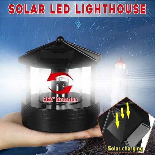 Vista 4 de HAKUNA Faro LED alimentado por energía solar, lámpara giratoria de 360 grados, impermeable, estatua giratoria para jardín, patio, decoración al aire