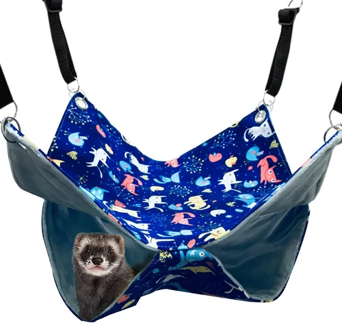 Vista 2 de Accesorios de jaula de nación de hurón, rata de hurón, juego de hamaca de rata de hurón, túnel de tienda de campaña para cualquier ropa de cama