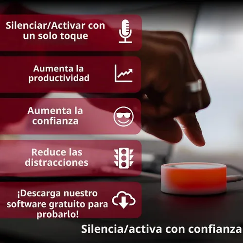 Vista 4 de MuteMe - Botón de silencio táctil capacitivo iluminado para Zoom, Teams, Google Meet y más (¡Como se vio en Shark Tank)! Se requiere software