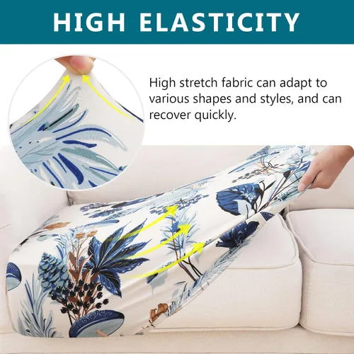 Vista 29 de hyha Fundas de cojín de sofá estampadas, fundas de sofá florales lavables para sofás con 2 cojines, fundas de cojín de patrón elástico para muebles