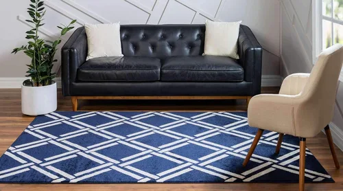 Vista 3 de Unique Loom Trellis Collection - Alfombra geométrica moderna azul marino (9 pies x 12 pies)