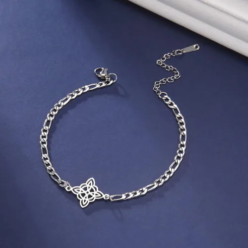 Vista 30 de Pulsera de nudo de bruja, nudo celta, símbolo de Wicca pagana, nudo mágico, pulsera de joyería de brujería, pulsera de acero inoxidable ajustable