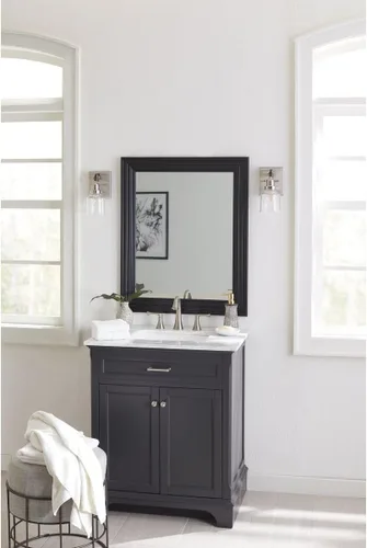 Vista 7 de Progress Lighting Rushton Collection - Lámpara de tocador de baño de cristal transparente (1 lámpara), níquel cepillado