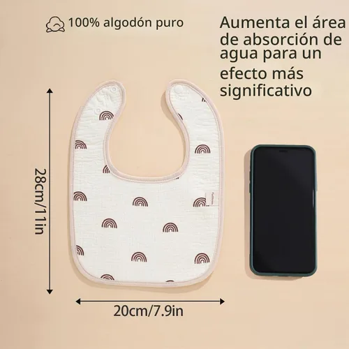 Vista 4 de Baberos tipo bandana para bebé, paquete de 6 unidades impermeables para niños pequeños, baberos suaves de algodón absorbente para comer, babear