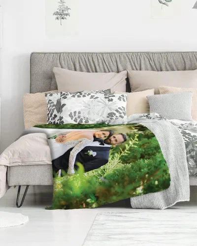 Vista 4 de Manta personalizada – 30x40 pulgadas de forro polar Minky personalizado diseño de texto con foto con logotipo, nombre de regalo, para mujeres