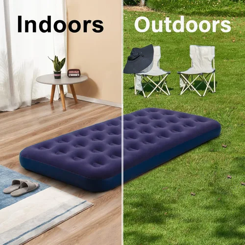 Vista 4 de Colchón de Aire Tamaño Individual Inflable para Acampar y Hogar, Almohadilla para Dormir Hinchable